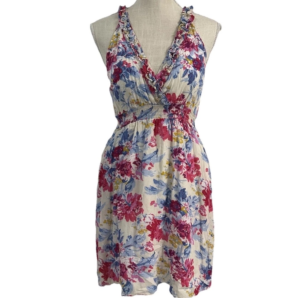 Annabella Floral Dress Medium Sleeveless Lined Lightweight White Pink Blue